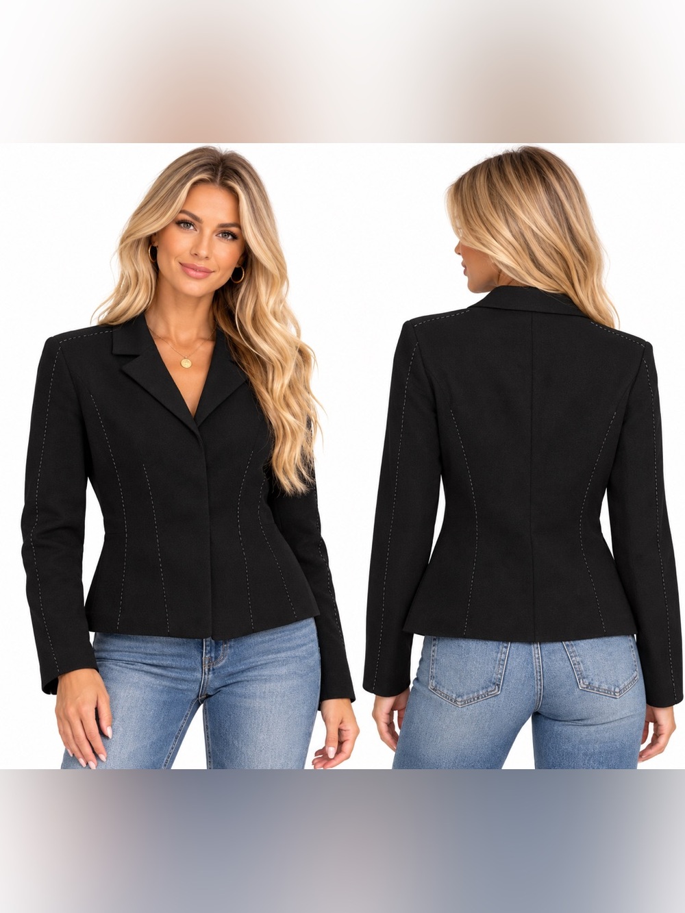 Diane von Furstenberg 100% Wool Size 6 Womens Tailored Black Peplum Blazer